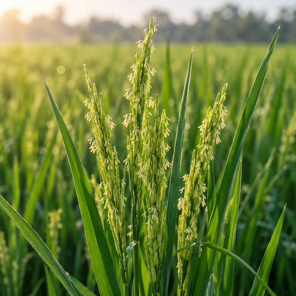Rice panicles in flower